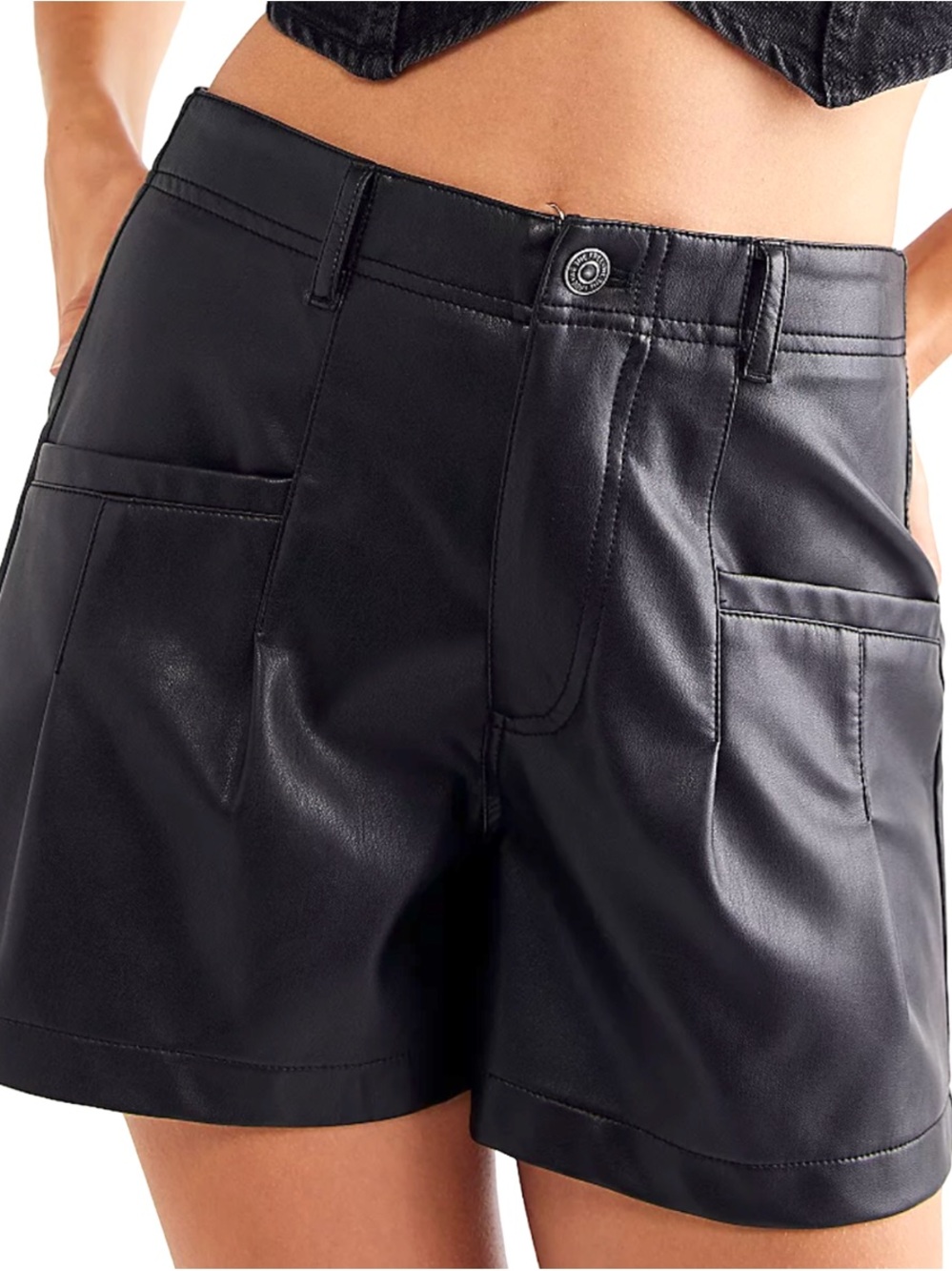 Free People Black Faux Leather Women’s Shorts
